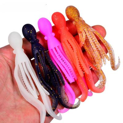 Simulovaná chobotnice měkká návnada, vysoce elastická chobotnice, návnada, 10 cm/4,8 g mořský rybářský člun Rybářská měkká návnada na chobotnice