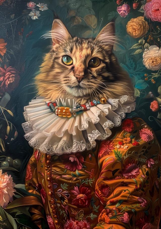 Premium Vintage Royal Animal Pet Portrait Posters and Prints Canvas Printing Wall Art Picture for Living Room Home Decor Gifts
