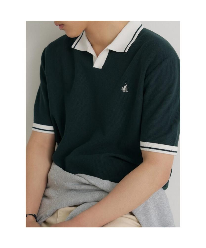 Binpolmen Tipping Open Collar Neck Knit Green