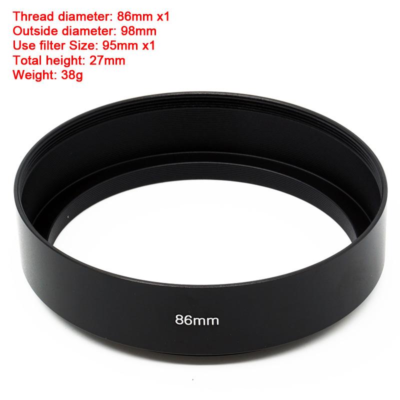 

86mm x1 95mm x1 105mm x1 Thread Metal Lens Hood Shade For Standard Lens 86mm