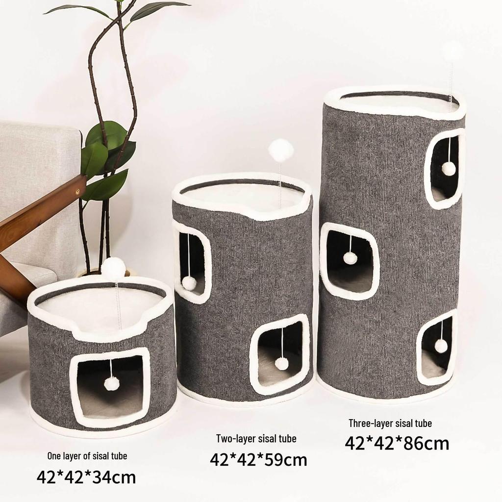 Winter Cat Bed & Scratching Post: Warm, Durable Felt, Removable, Washable, Integrated Cat Tree