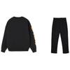 Li Ning Warm Fleece Logo Printed Crew Neck Pullover Sweatshirt And Knitted Long Pants Casual Sports Set Men Sweatshirt, Pants AWDSD23-3+AKLTC41-1