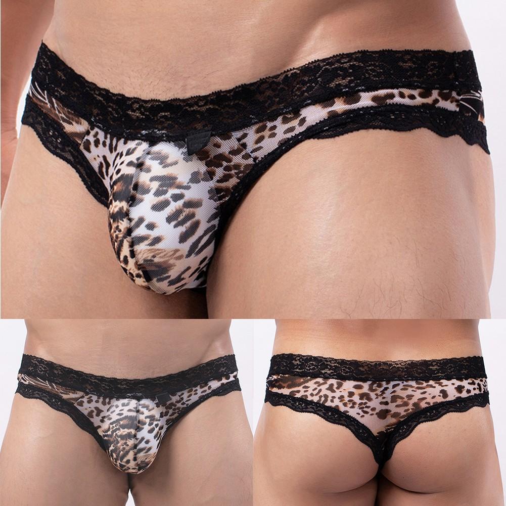 Comfortable Mens Underwear Hollow Out Leopard Low Rise