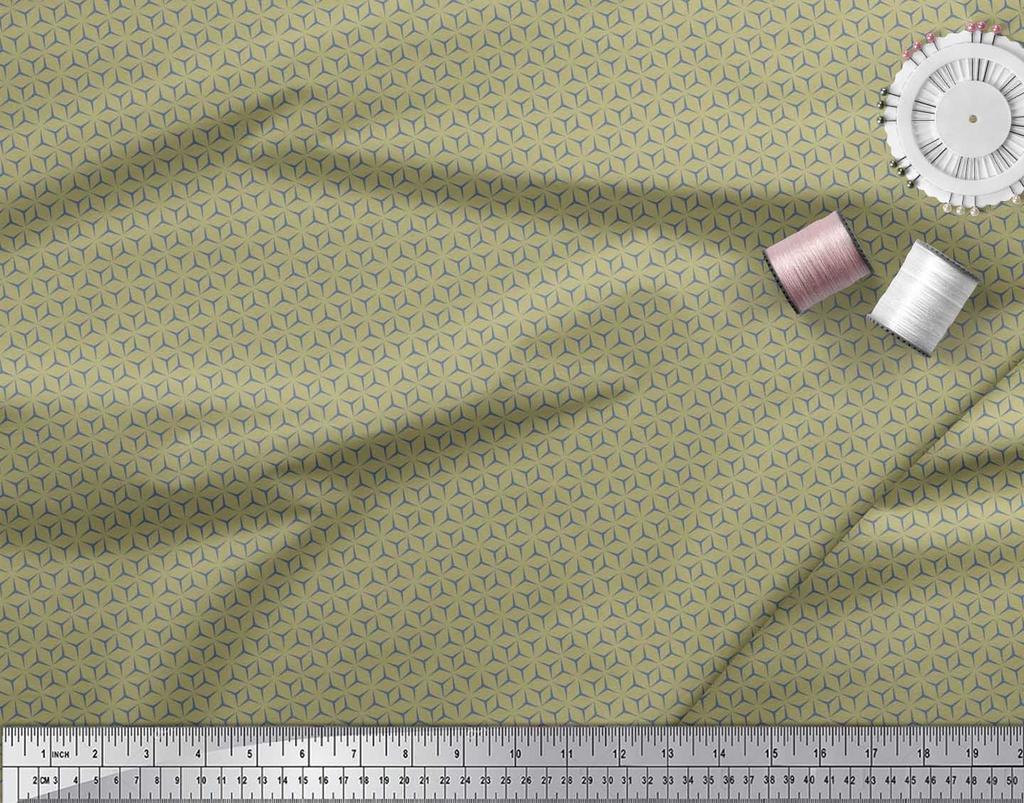 Soimoi Japan Crepe Satin Fabric Geometric Small Print Sewing Fabric Metre 42 Inch