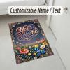 Floral Garden Theme Crystal Velvet Rug Personalized Custom Name Text Soft Floor Mat Home Decor