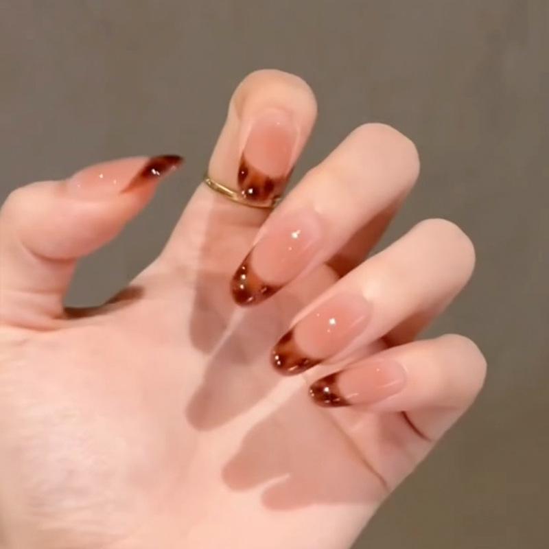 

Янтарный французский чистый румянец, носибельные типсы для ногтей - Высококлассный ручной работы осенне-зимний отбеливающий нейл-арт. Prefabricated Strips - 30 pcs/board