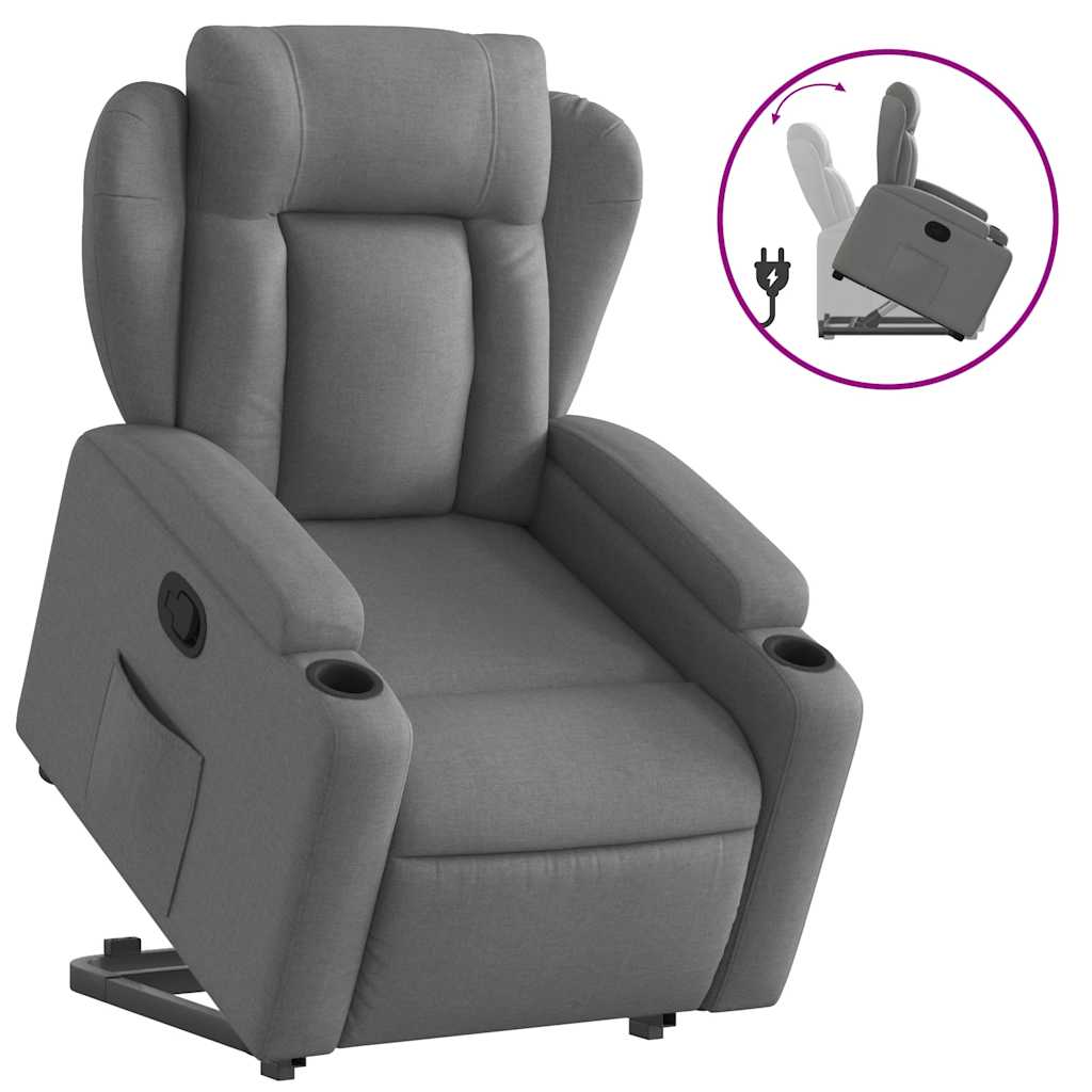 Vidaxl Lift and Tilt Recliner, Dark Grey, Fabric Upholstered