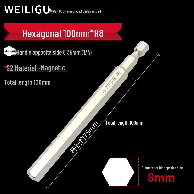 Electroplated Anti-Rust Hex Bit Set, S2 Steel, Extended Pneumatic Air Driver, Hex Socket Screwdriver.