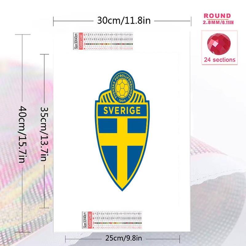 Sweden national football logo Pattern 3pcs 100% Round Full Drill 5D DIY Diamond Painting Embroidery Cross Stitch Rhinestone Décor