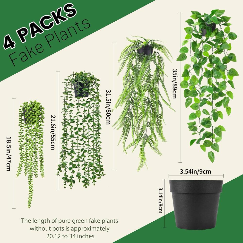New Persian Fern Leaves Vines Home Room Decor Hanging Artificial Plant Plastic Leaf Grass Wedding Party Wall Balcony Decoration