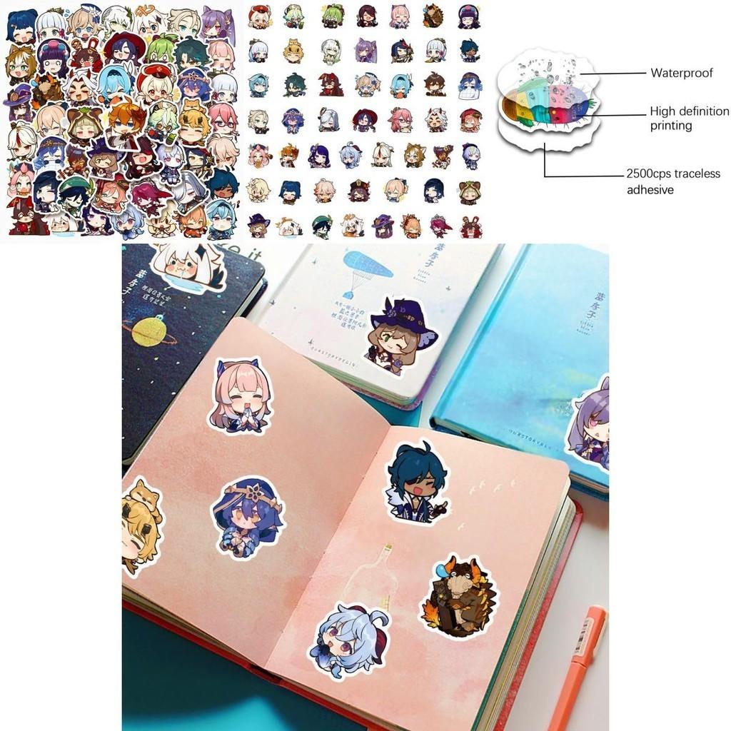 50pcs Genshin Impact Waterproof Sticker Set Venti Xiao Klee Decor For Luggage Cases