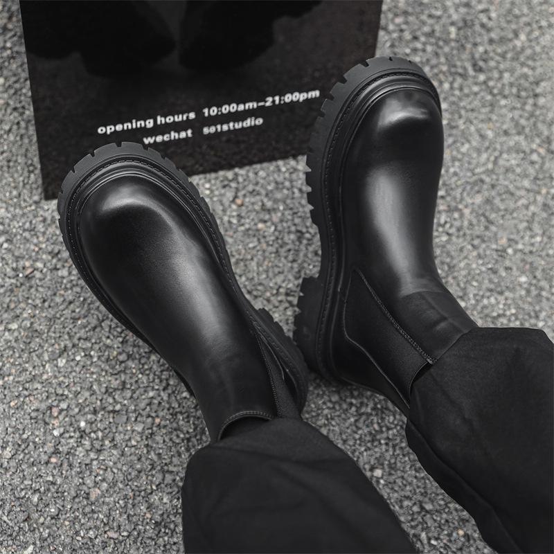 Chelsea boots men's thick-soled heightening chimney big head Martin boots men's British style sleeve leather boots 2865-J