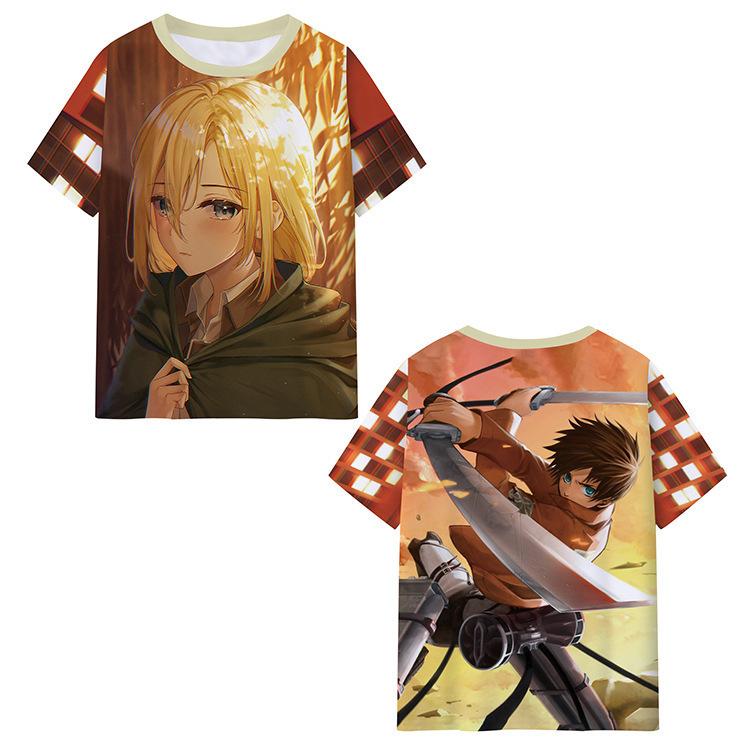 Attack on Titan 3D Digital Print T-Shirt for Men Women, Classic Anime Design, Soft Polyester Casual Short Sleeve Tops