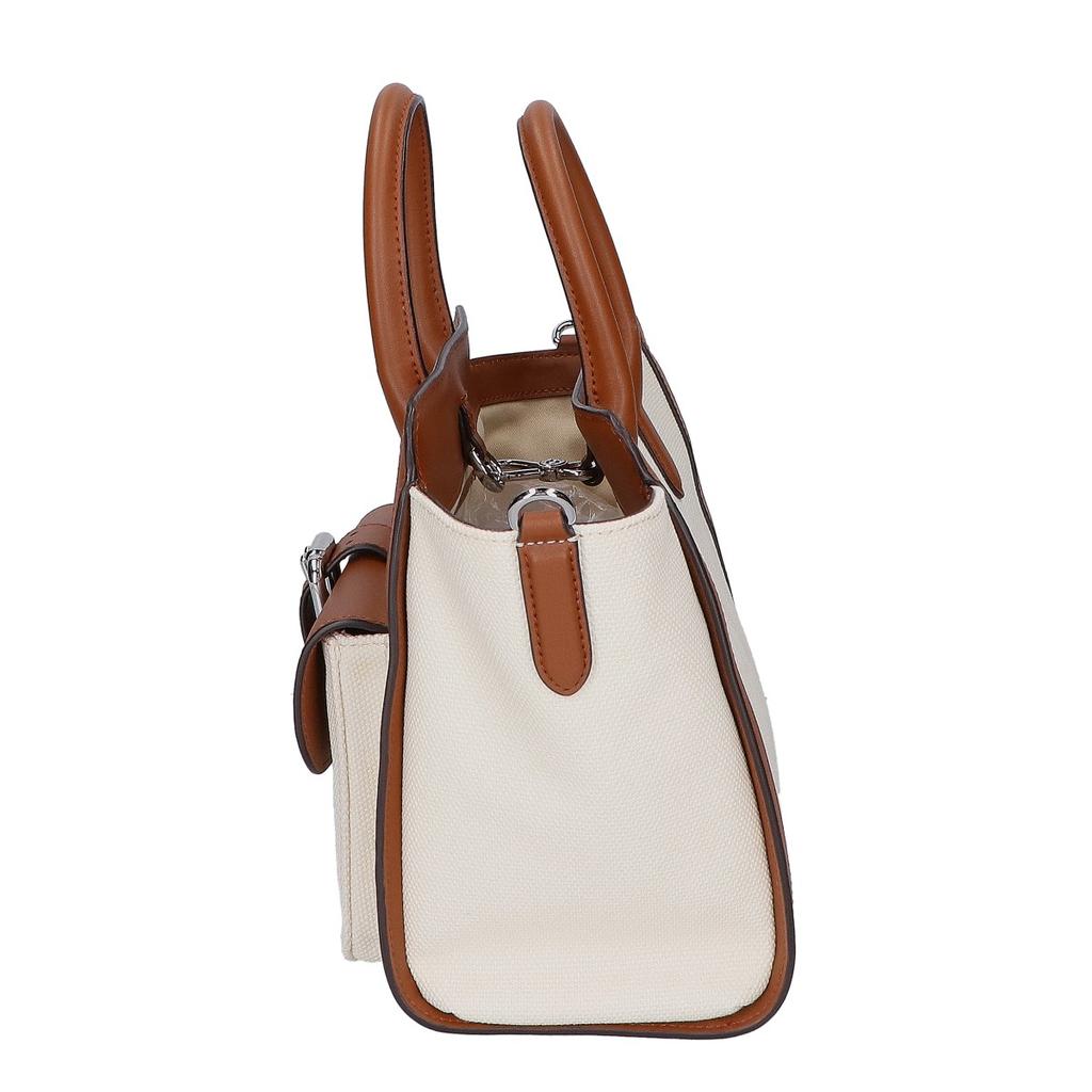 Lauren Ralph Lauren [Excellent Condition] Canvas X Leather Medium Tyler 2-Way Shoulder Bag Tote Bag White / brownUsed