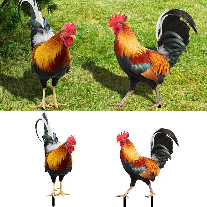 1PC Garden Chicken Outdoor Decoration Rooster Statue Chicken Sculpture Weatherproof Yard Decor