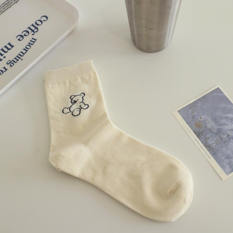 Season S Cute Cartoon Socks Girls  Stockings Bear Academy Style Tube Socks One size