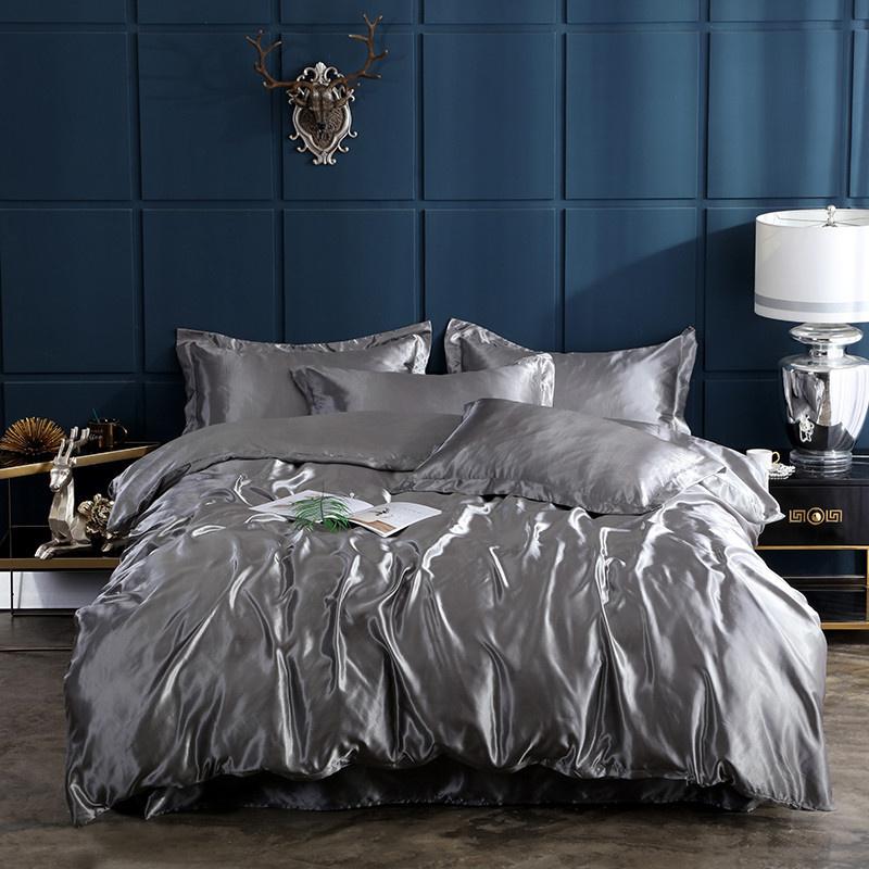 4 PCS Bedding Set Luxury Mulberry Silky Blending Bedding Set Satin Duvet Cover Set High End Single Double Comforter Cover