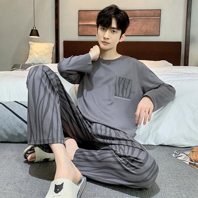 Mens Sleepwear Autumn Spring Cotton Man Pajama Long Sleeves Homewear Gentleman Minimalist Pijama Hombre