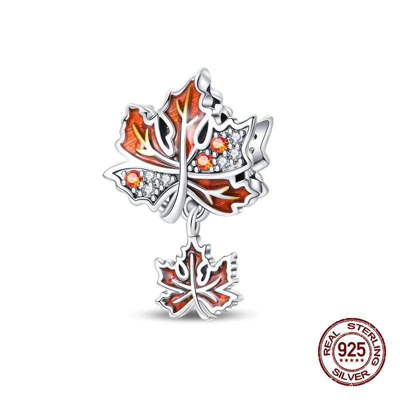 Autumn New Copper Brown Maple Leaf Pumpkin Bee Charms Bead Fit 3Mmoriginal Bracelets Diy Jewelry Warm Gift