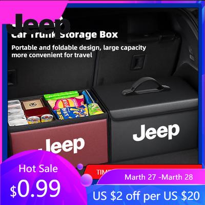 For Jeep Car Trunk Leather Storage Box Auto Interior Organizer Accessories For Jeep Grand Cherokee Wrangler JK Gladiator Comp