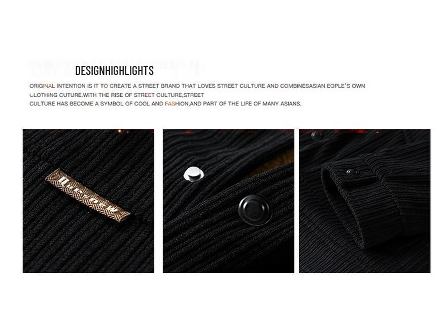 Herren Winter Cordjackett, Samt gefüttert, Reverskragen, Trendiger lockerer Schnitt, Lässiges vielseitiges Design