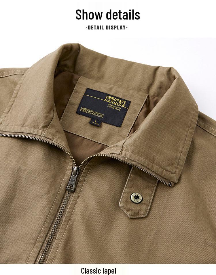 2024 Men's Casual 95% Cotton High Collar Pilot Jacket for Spring & Autumn