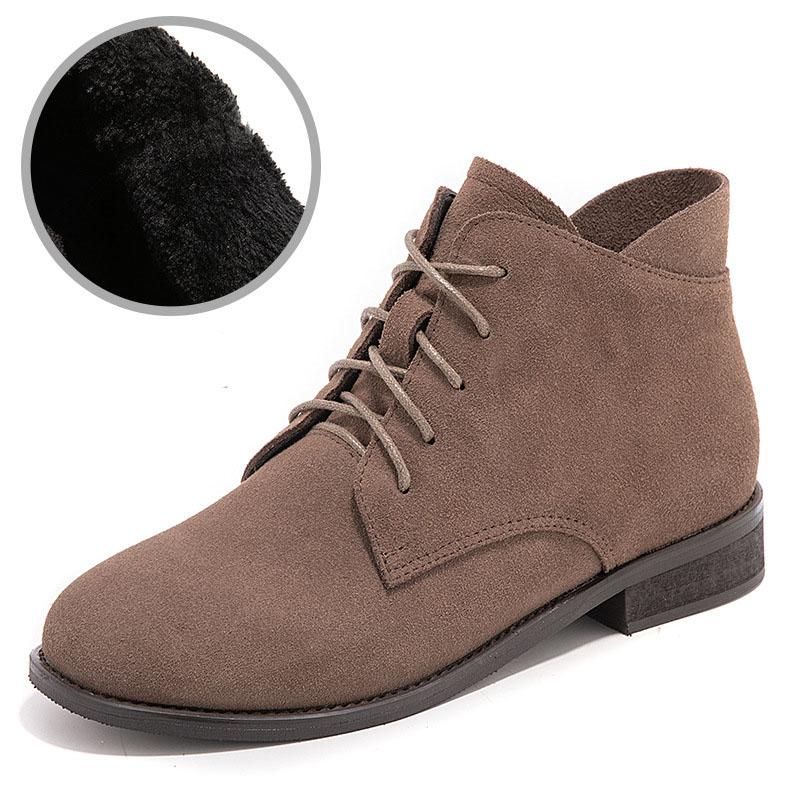 Fashion GKTINOO Women Chelsea Boots 2025 Autumn Winter New Genuine Leather Fashion Casual Shoes Women Cow Suede Lace-up Ankle Boots