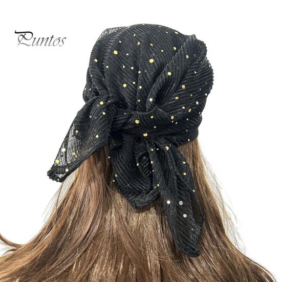 Sequin Headscarf Headscarf, Multi-Purpose Turban Headband Square Scarf, Adjustable Versatile Hair Scarf Strap Bohemian Style Head Wrap for Travel