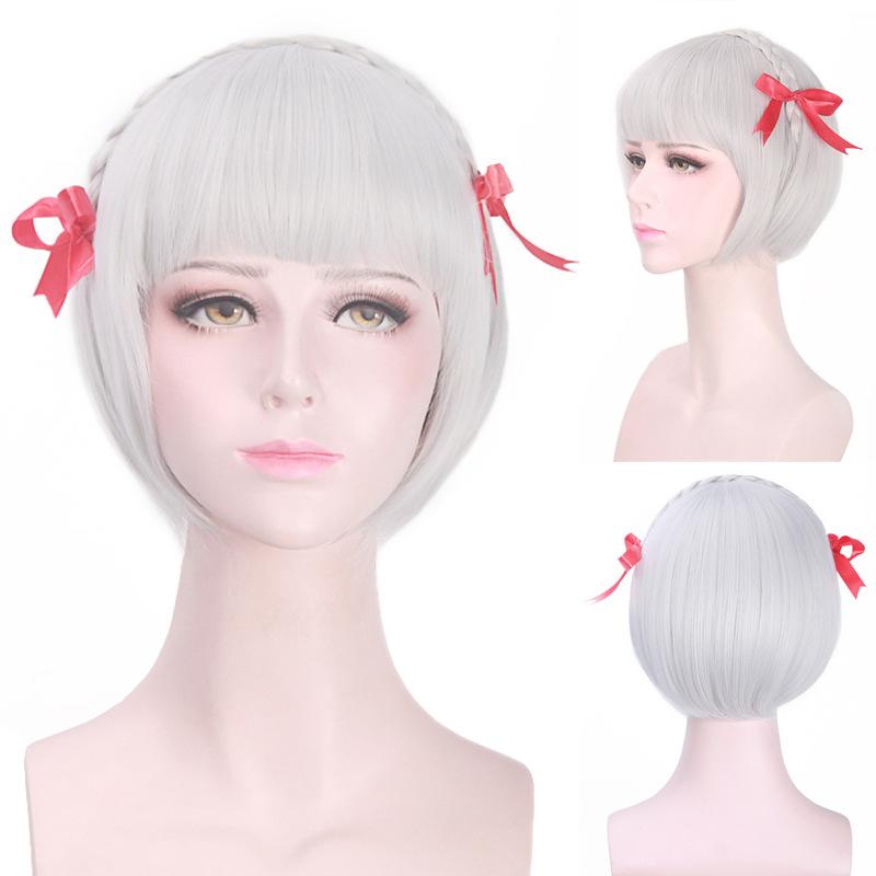 

Аниме 30 см Онмёдзи серебристо-серый короткий парик боб косплей костюм парики Хэллоуин плетение волос парики для женщин 30CM хаки