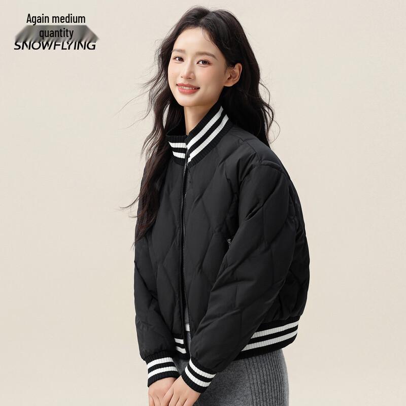 Women's Ribbed Stand Collar Short Winter Down Jacket