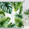 Tropical Leaf Shower Curtain,Waterproof Fabric with Lush Greenery for Nature-Inspired Bathroom Decor,Adds Tropical Paradise Feel