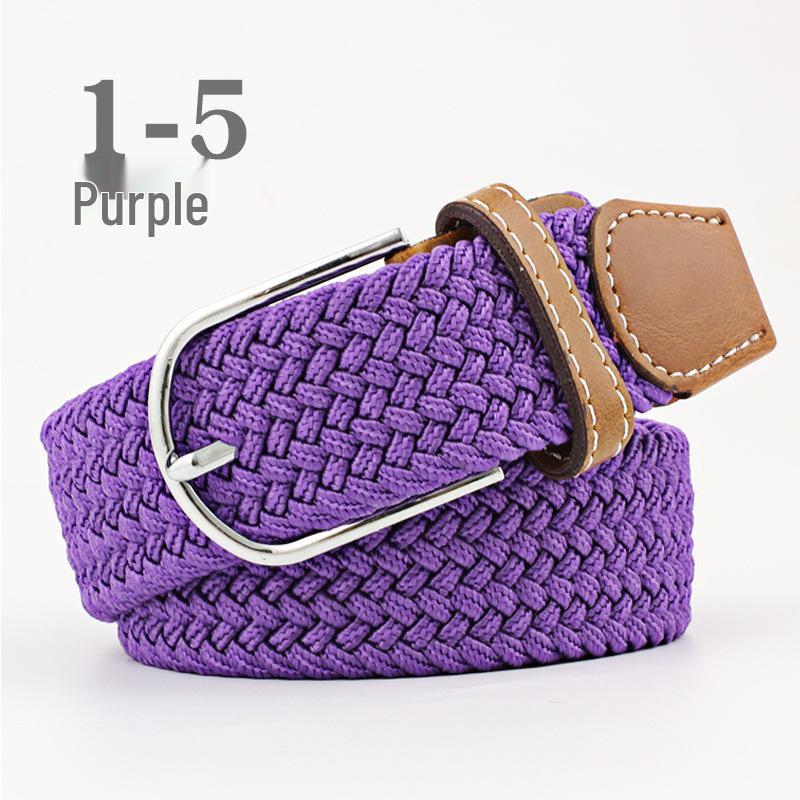 Korean Style Elastic Braided Canvas Belt with Pin Buckle for Men and Women