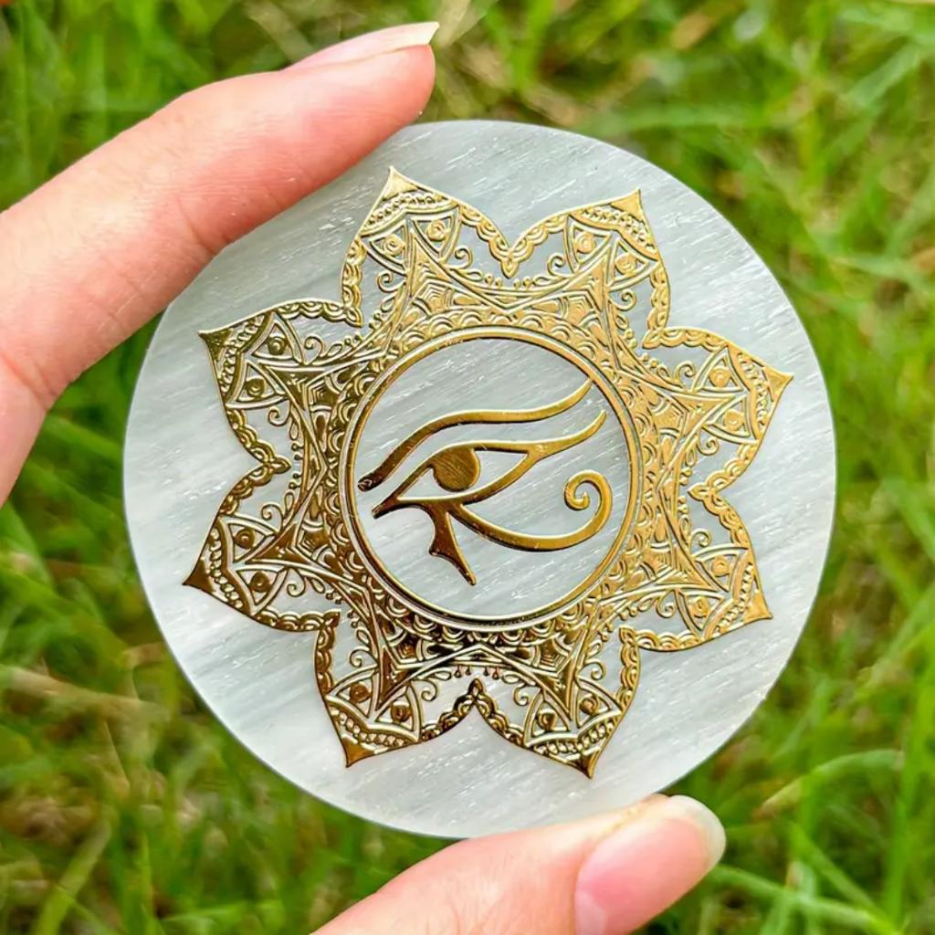 6cm Natural Crystal Selenite Slice Slab White Gypsum, Natural Selenite Stone Crystal Disc, Selenite Charging Plate decoration
