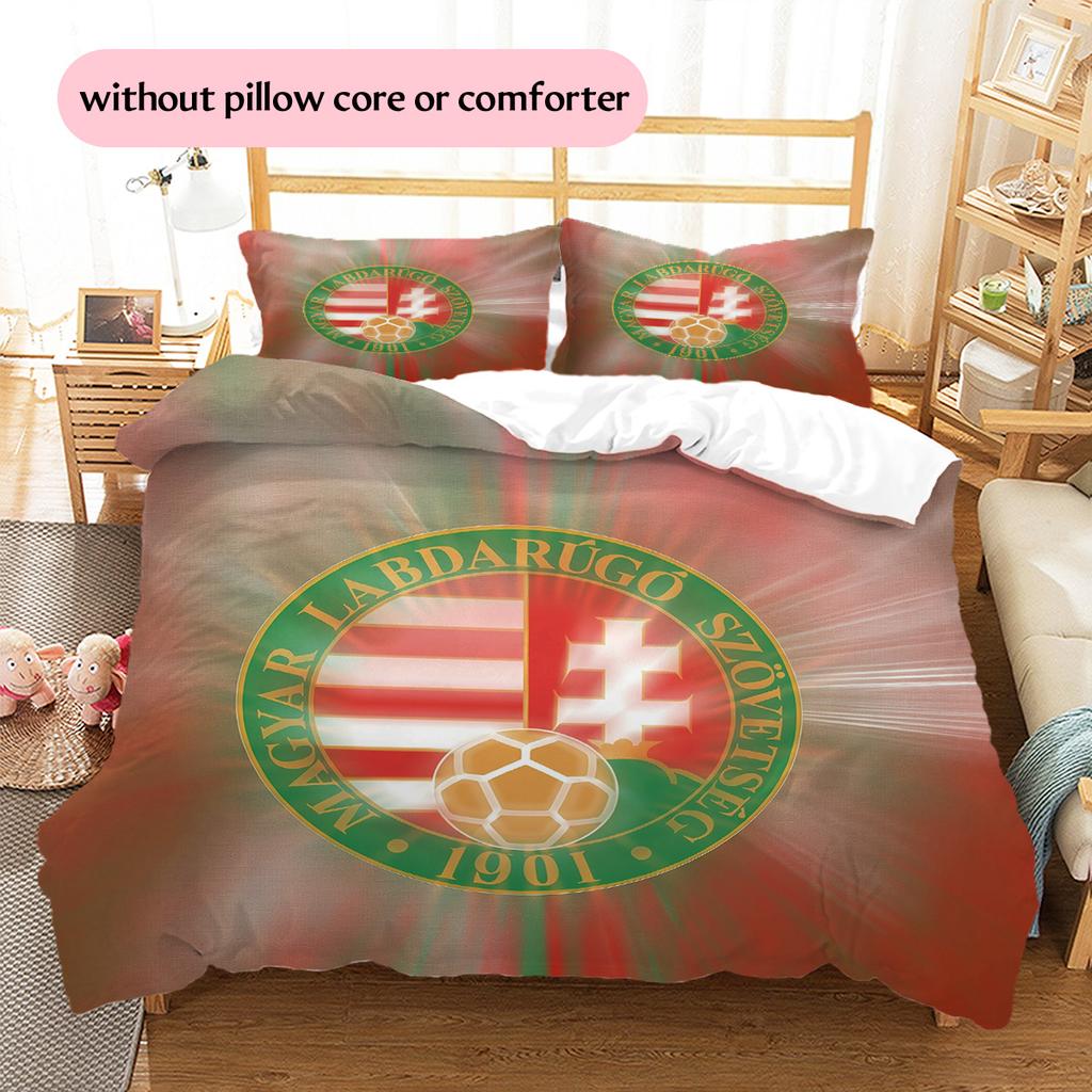 Hungary National Football Team  Pattern Bedding Quilt Set  Home Decoration  Gift (1 * duvet cover + 2 * pillowcase  without core)