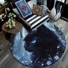 Magical Black Cat Round Area Rug,Carpet Rug for Living Room Bedroom Sofa Playroom Decor,Non-slip Floor Mat