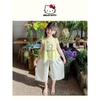 Hellokitty Girls Summer Suit 2025 New Lace-Edged Short-Sleeved Draped Pants Kidsren's Summer Two-Piece Set