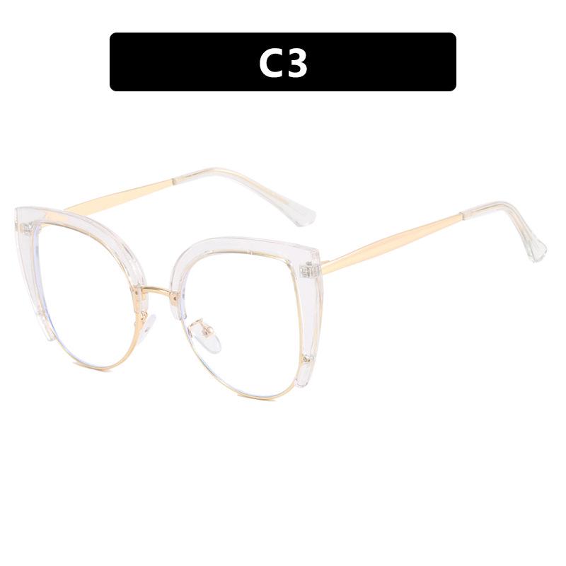 Cat-Eye Semi-Rimless Large Anti-Blue Light Eyeglass Frames, 2023 Retro Trend, European & American Style.
