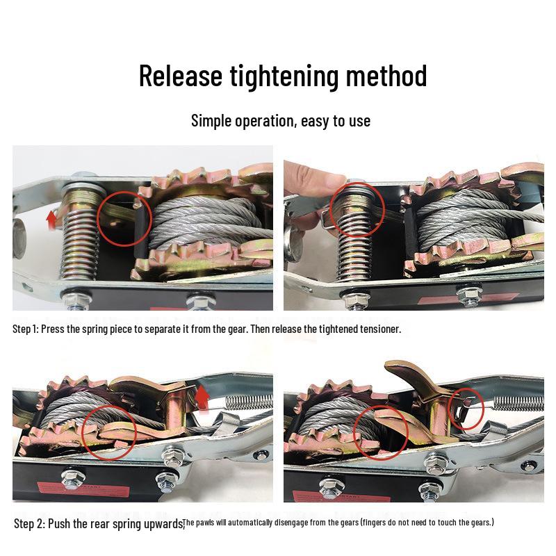 Heavy-Duty Manual Wire Rope Tightener: 1-4T Multifunctional Ratchet with Special Thickening