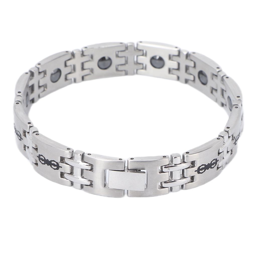 Men Magnetic Bracelet Fashionable Silver Titanium Steel Black Magnet Therapy Bracelets
