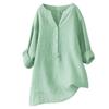 Women's V Neck Long Sleeve Linen Shirt Loose Fit Casual Commuter Blouse for All Occasions