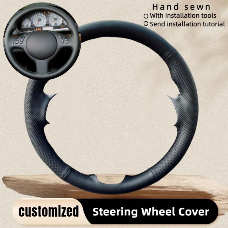 

Шкіряна обкладинка на кермо автомобіля, ручна робота, для BMW M Sport E46 330i 330Ci E39 540i 525i 530i M3 M5, Автомобільні аксесуари Beige Thread