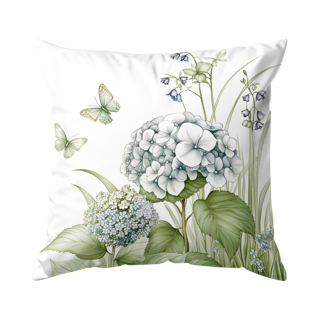 Hortensien Kissenbezug Bedrucktes Polyester 40/45/50cm Dekokissenbezug Dekorative Sofakissenbezug Heimdekoration