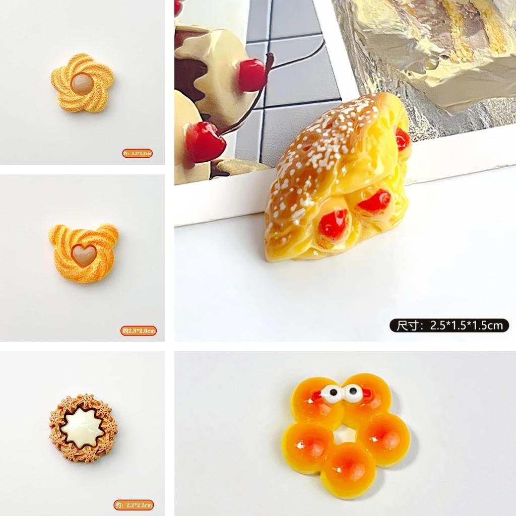 Mixed Miniature Resin Decorative 30 Bread for Crafts and Crafts Parts, Pieces, Motifs, Cabochons,