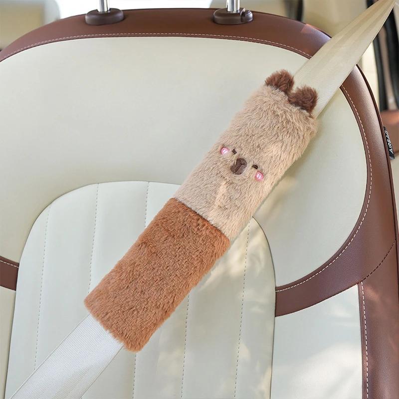 

1pc Warm Soft Plush Cartoon Capybara Car Seat Belt Shoulder Pads Cover Interior Accessories Creative Safety seatbelt cover