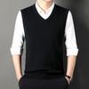 Men's 100% Pure Wool Thickened V-Neck Vest for Autumn/Winter