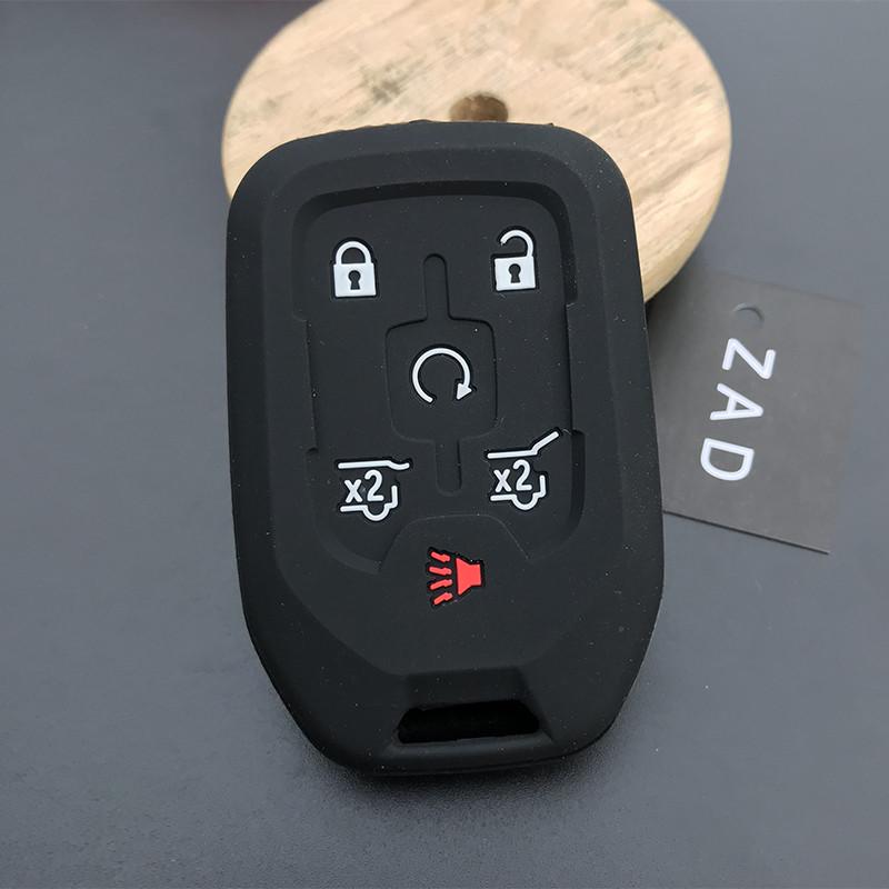 

Silicone Car Key Cover Case For Chevrolet Camaro 2015 2016 GMC Yukon Suburban Tahoe Smart 6 Buttons Auto Accessories чорний