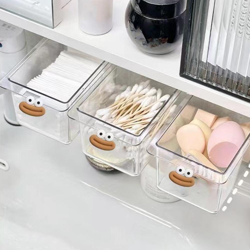 Transparent Bathroom Cotton Stick Makeup Cotton Bathroom Pull-Out Storage Drawer Style Storage Box Under The Mirror Cabinet