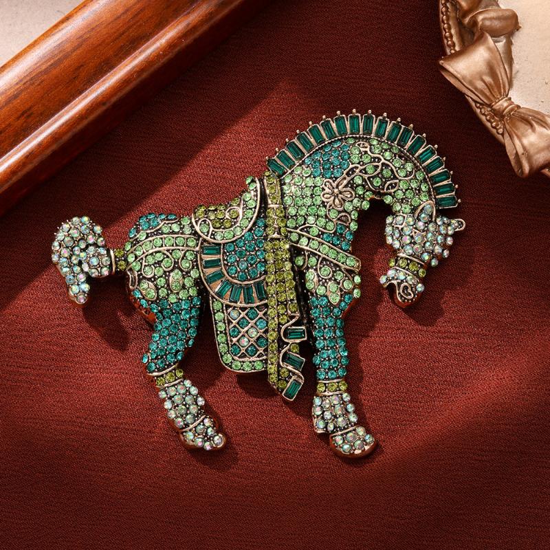 Luxury Vintage Horse Brooches For Women Men  Year Of The Horse Animal Party Office Brooch Pin Jewelry Accessories