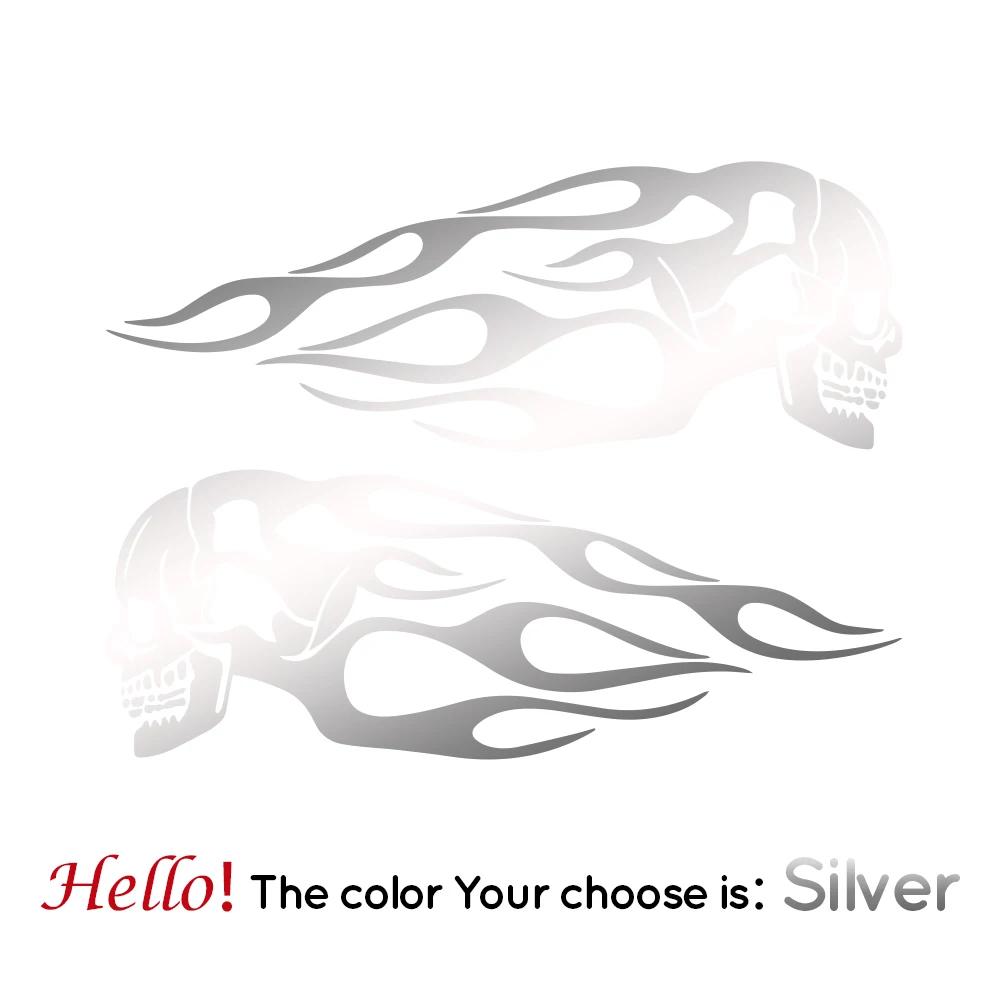 2pcs Skull Flame Vinyl Stickers For Motorcycle General Fuel Tank Flame Sticker Modification Skull Totem Motor Decal