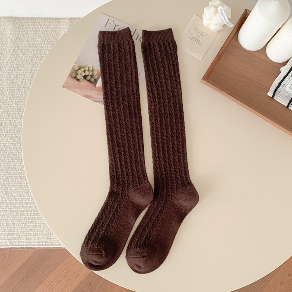 New Knitted Hollow Calf Socks Breathable Warmth Stacked Long Tube Socks Casual Harajuku Street Mid Tube Socks Women Girls